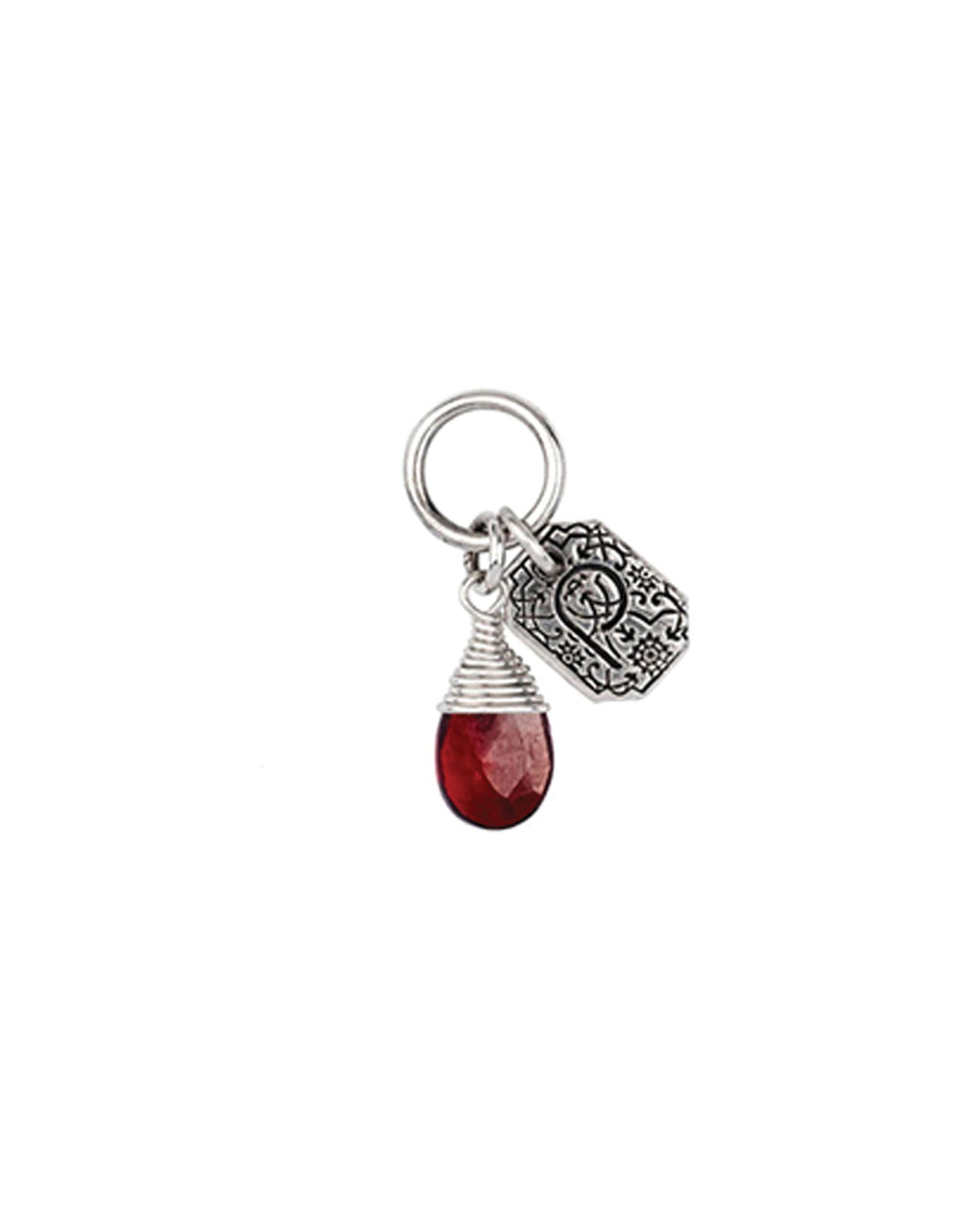 Pyrrha-Clarity Signature Attraction Charm-Necklaces-Oxidized Sterling Silver, Garnet-Blue Ruby Jewellery-Vancouver Canada