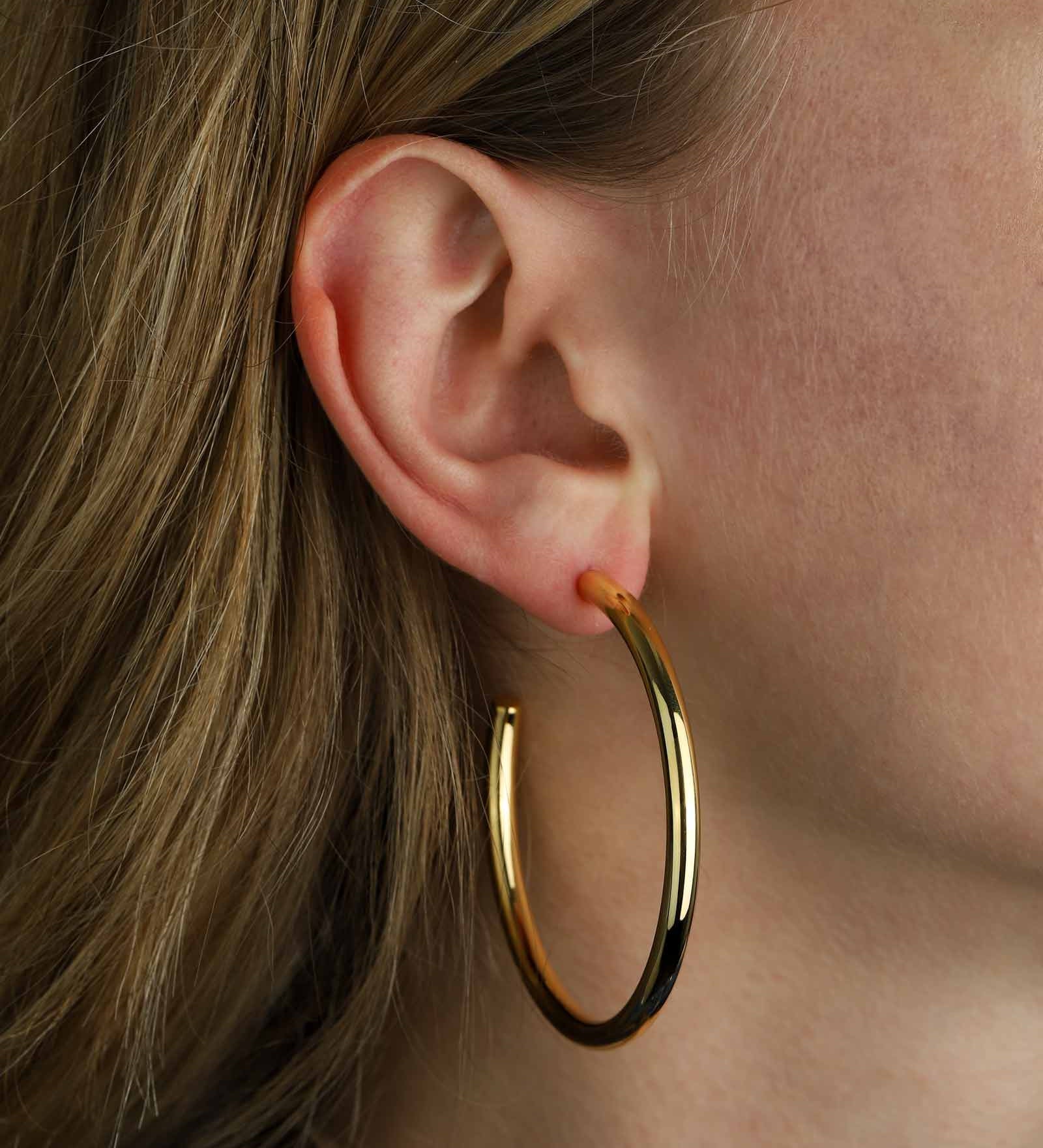 Tashi-Classic Hoops | 55mm-Earrings-14k Gold Vermeil-Blue Ruby Jewellery-Vancouver Canada