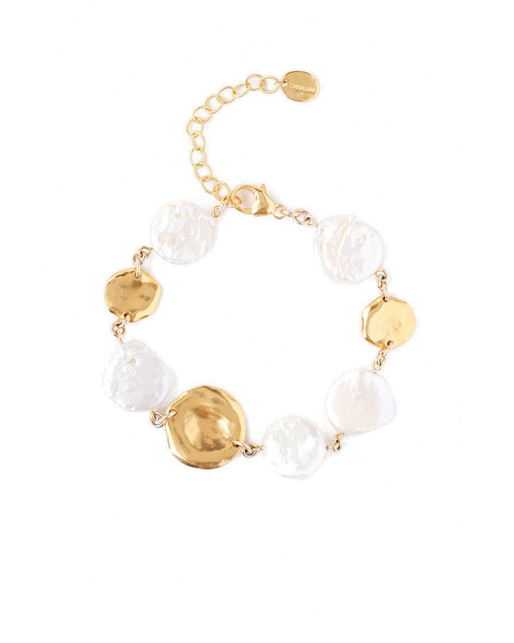 Chan Luu-Coin Bracelet-Bracelets-18k Gold Vermeil, White Pearl-Blue Ruby Jewellery-Vancouver Canada