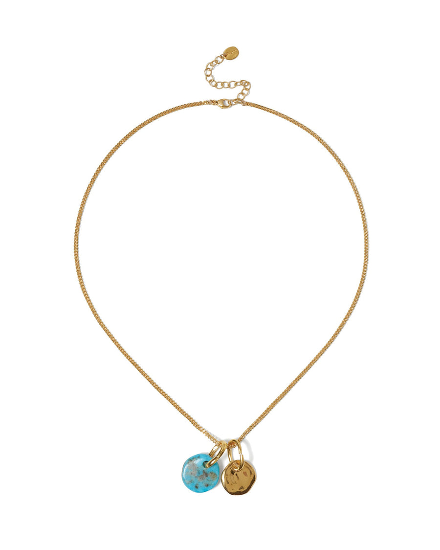 Chan Luu-Coin Charm Necklace-Necklaces-18k Gold Vermeil, Turquoise-Blue Ruby Jewellery-Vancouver Canada