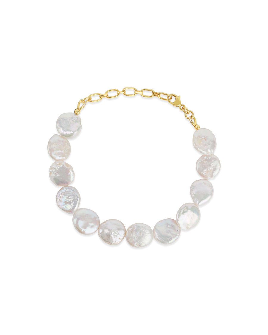 Poppy Rose-Coin Pearl Bracelet-Bracelets-14k Gold-fill, Freshwater Pearl-Blue Ruby Jewellery-Vancouver Canada