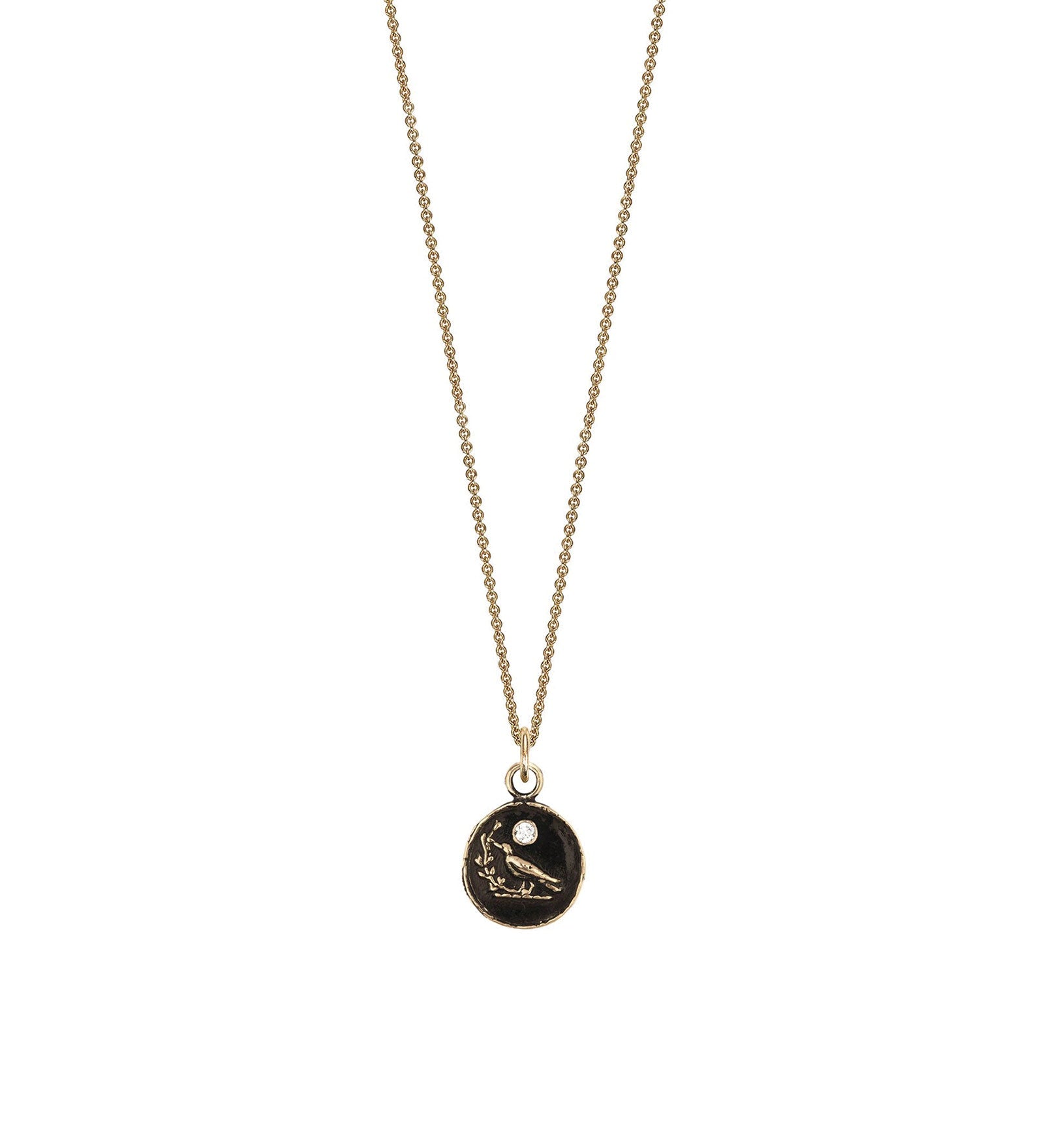 Pyrrha-Creativity 14k Gold Diamond Set Talisman-Necklaces-14k Yellow Gold, Diamond-Blue Ruby Jewellery-Vancouver Canada