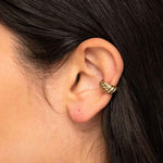 Quiet Icon-Croissant Dome Ear Cuff-Earrings-14k Gold Vermeil-Blue Ruby Jewellery-Vancouver Canada