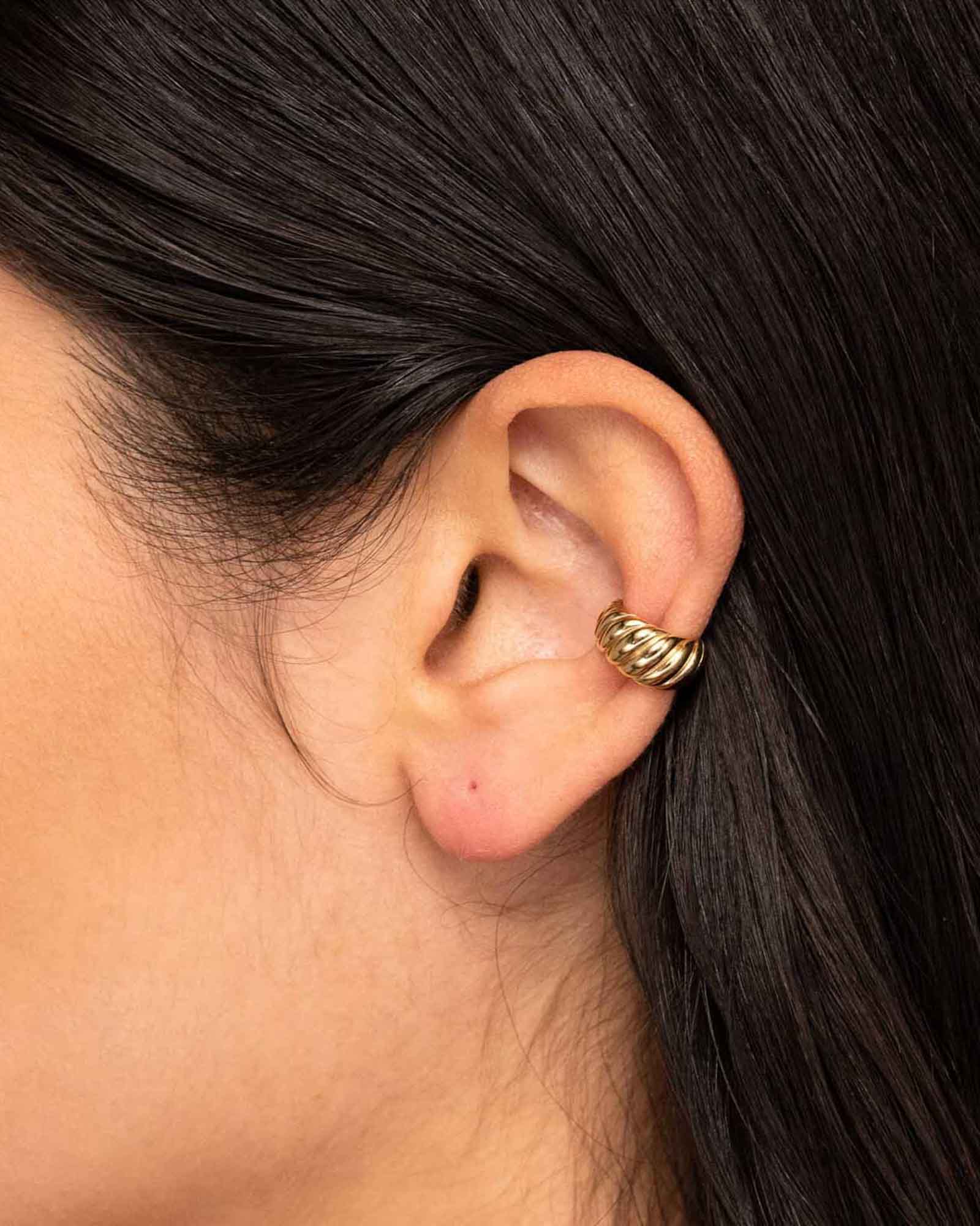 Quiet Icon-Croissant Dome Ear Cuff-Earrings-14k Gold Vermeil-Blue Ruby Jewellery-Vancouver Canada