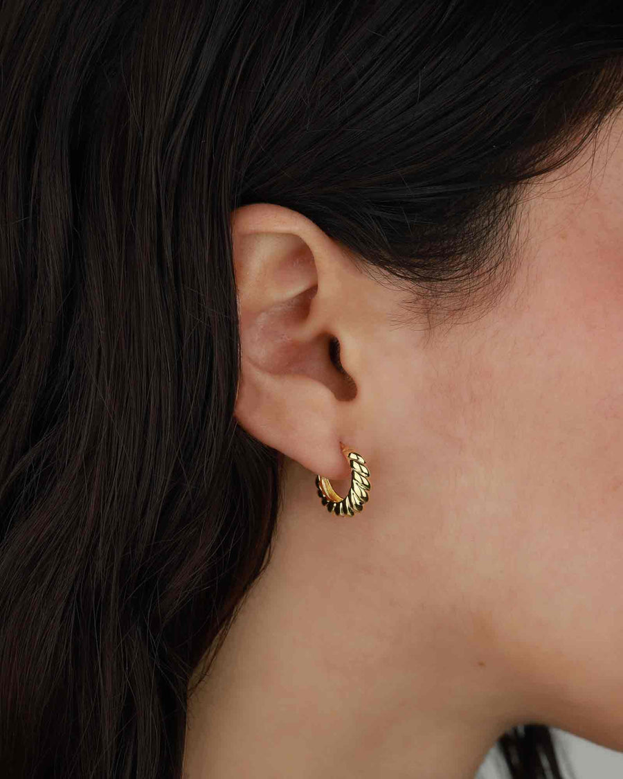 Tashi-Croissant Hoops I 13mm-Earrings-14k Gold Vermeil-Blue Ruby Jewellery-Vancouver Canada