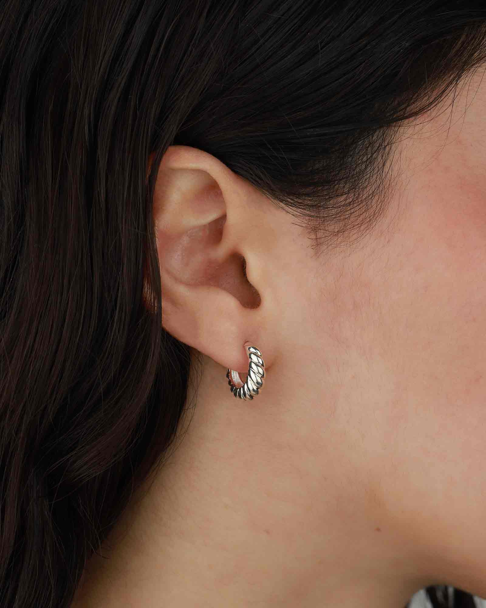 Tashi Croissant Hoops I 13mm Sterling Silver Blue Ruby Jewellery