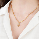 La Vie Parisienne-Cross CZ Necklace-Necklaces-14k Gold Plated, White Crystal-Blue Ruby Jewellery-Vancouver Canada
