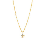 La Vie Parisienne-Cross CZ Necklace-Necklaces-14k Gold Plated, White Crystal-Blue Ruby Jewellery-Vancouver Canada