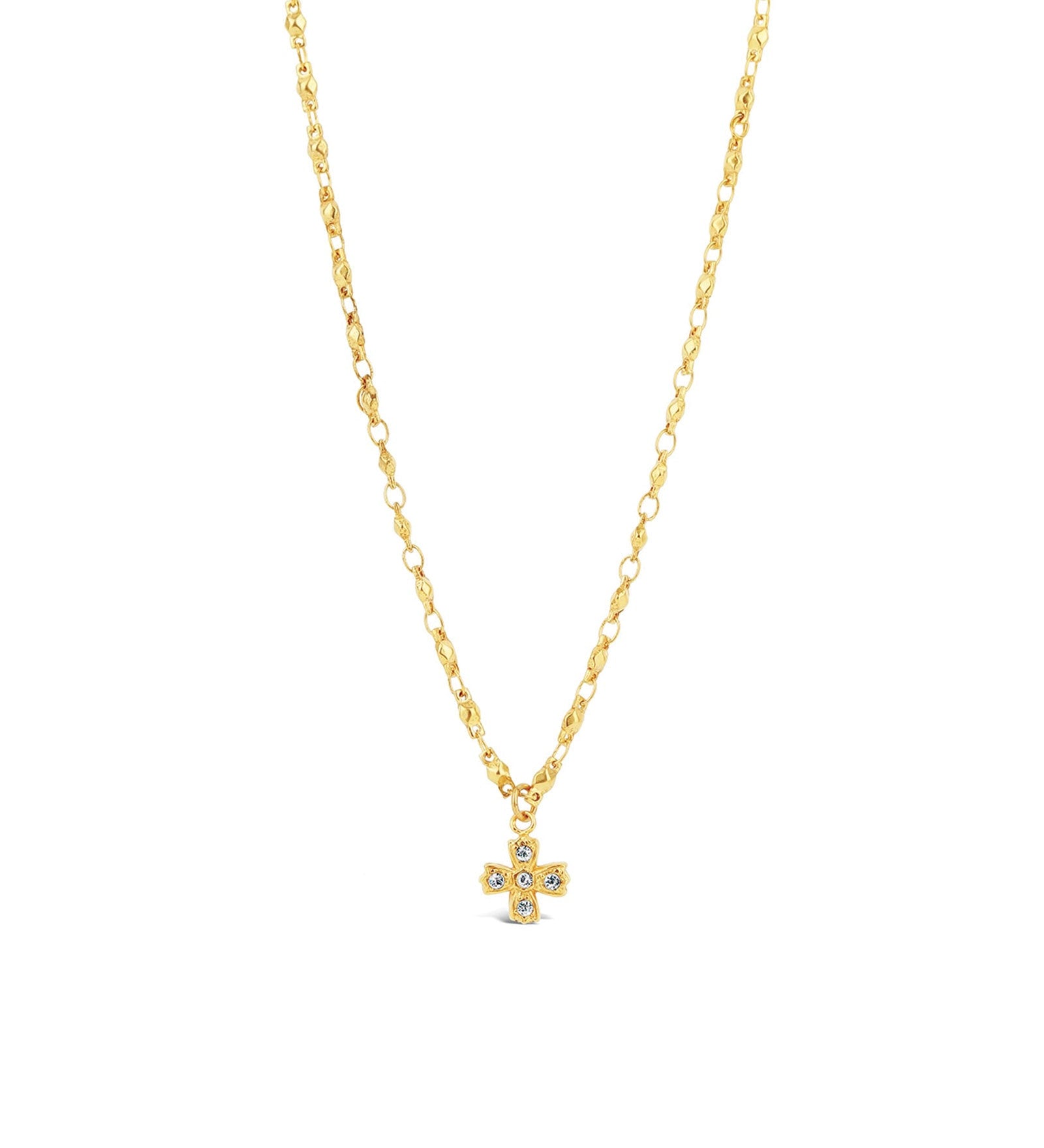 La Vie Parisienne-Cross CZ Necklace-Necklaces-14k Gold Plated, White Crystal-Blue Ruby Jewellery-Vancouver Canada
