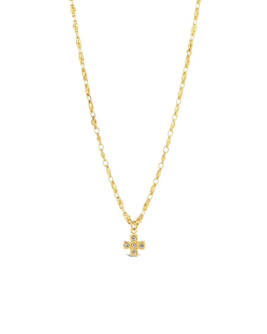 La Vie Parisienne-Cross CZ Necklace-Necklaces-14k Gold Plated, White Crystal-Blue Ruby Jewellery-Vancouver Canada