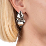 Alexis Bittar-Crumpled Small Post Earrings-Earrings-Rodium Plated Brass-Blue Ruby Jewellery-Vancouver Canada