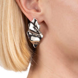 Alexis Bittar-Crumpled Small Post Earrings-Earrings-Rodium Plated Brass-Blue Ruby Jewellery-Vancouver Canada
