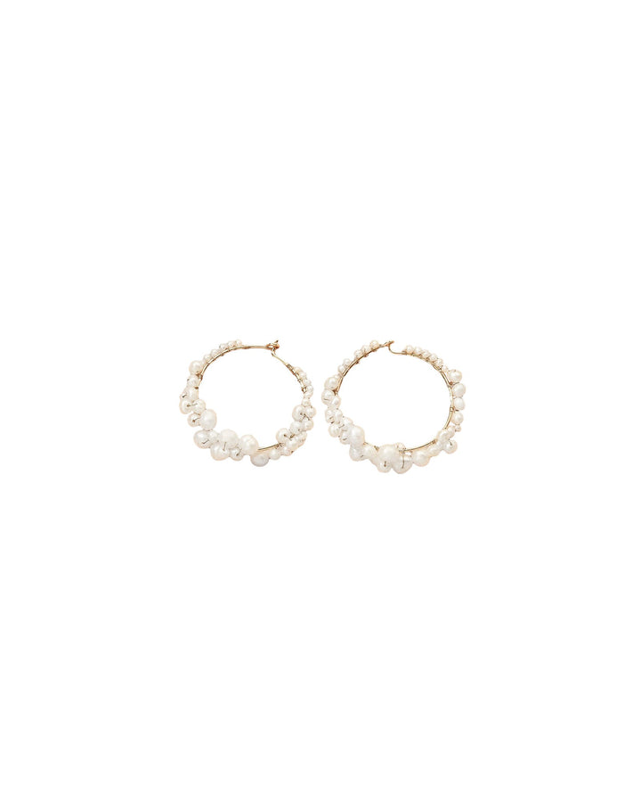 Olive & Piper-Cruz Pearl Hoops-Earrings-14k Gold Plated, Freshwater Pearls-Blue Ruby Jewellery-Vancouver Canada