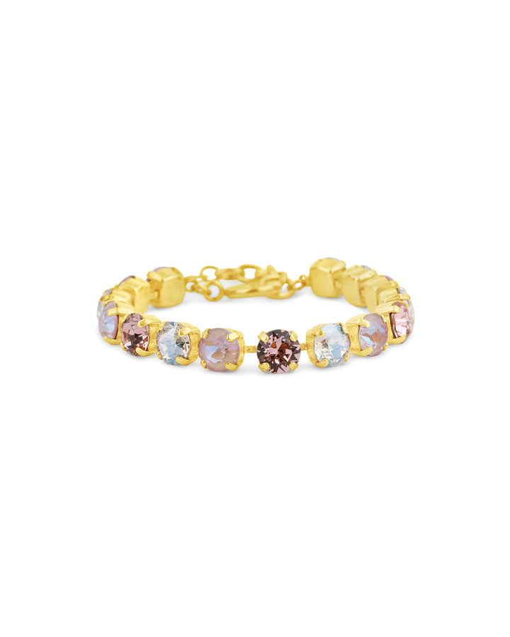La Vie Parisienne-Crystal Bracelet | 8mm-Bracelets-14k Gold Plated, Dusty Pink Crystal, Mixed Crystal-Blue Ruby Jewellery-Vancouver Canada