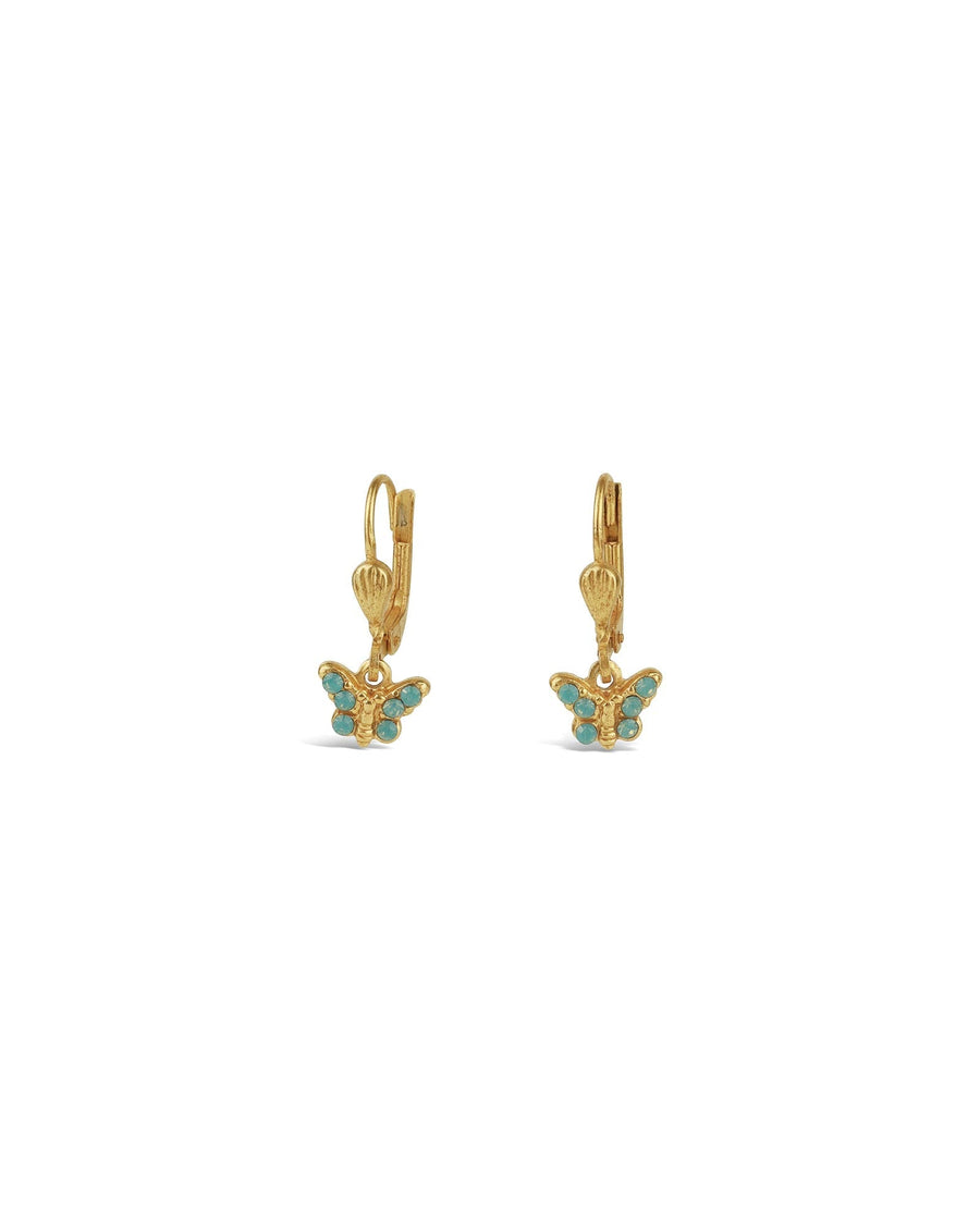 La Vie Parisienne-Crystal Butterfly Hooks-Earrings-14k Gold Plated, Pacific Opal Crystal-Blue Ruby Jewellery-Vancouver Canada