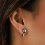 La Vie Parisienne-Crystal Converter Clip-On Earrings-Clip On Earrings-Sterling Silver Plated, White Crystal-Blue Ruby Jewellery-Vancouver Canada