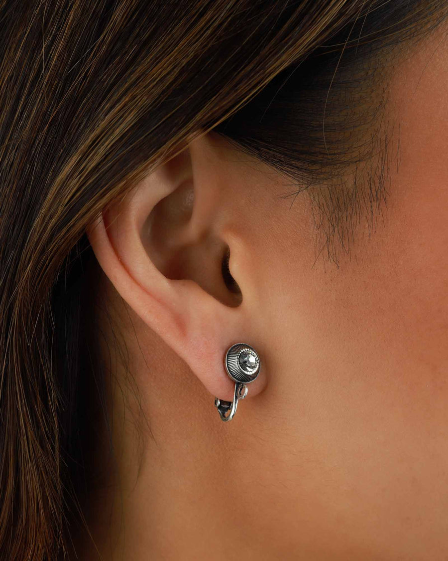 La Vie Parisienne-Crystal Converter Clip-On Earrings-Clip On Earrings-Sterling Silver Plated, White Crystal-Blue Ruby Jewellery-Vancouver Canada