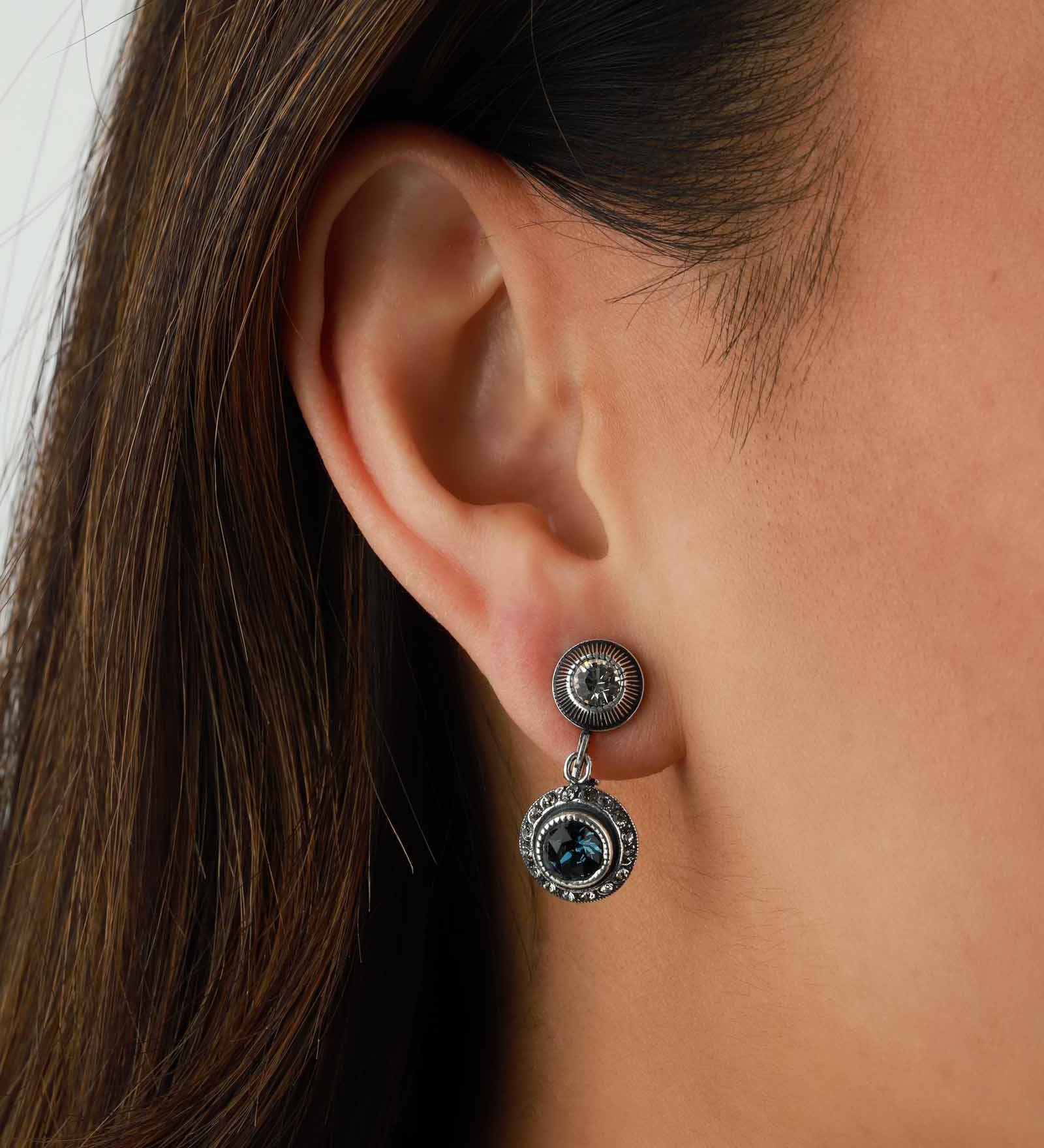 La Vie Parisienne-Crystal Converter Clip-On Earrings-Clip On Earrings-Sterling Silver Plated, White Crystal-Blue Ruby Jewellery-Vancouver Canada