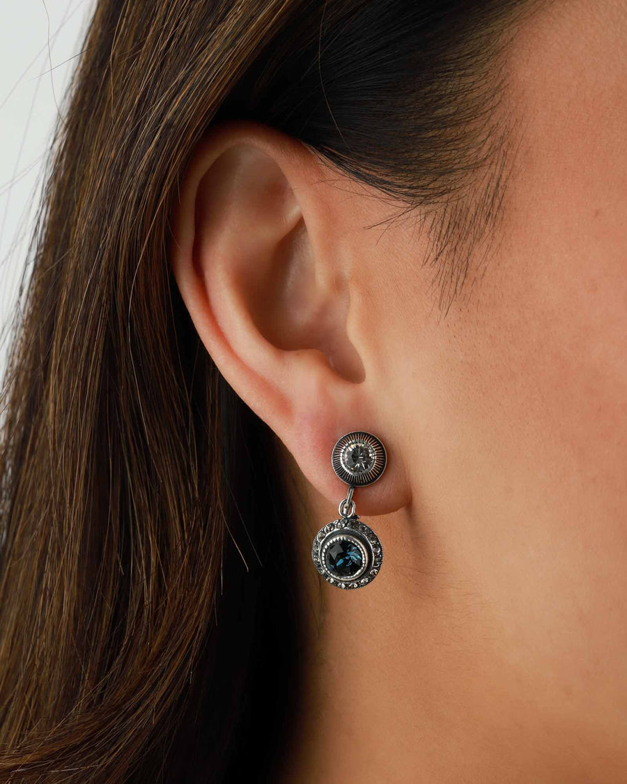 La Vie Parisienne-Crystal Converter Clip-On Earrings-Clip On Earrings-Sterling Silver Plated, White Crystal-Blue Ruby Jewellery-Vancouver Canada