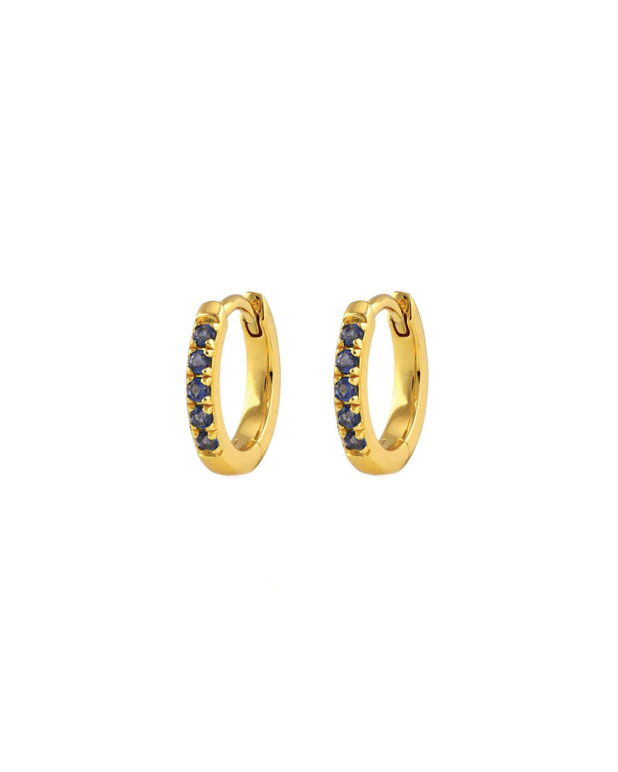 Kris Nations-Crystal Huggie Hoop Earrings-Earrings-18k Gold Vermeil, Cubic Zirconia-Blue Sapphire-Blue Ruby Jewellery-Vancouver Canada