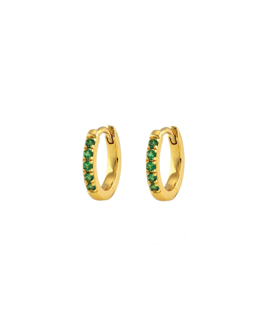 Kris Nations-Crystal Huggie Hoop Earrings-Earrings-18k Gold Vermeil, Cubic Zirconia-Emerald-Blue Ruby Jewellery-Vancouver Canada