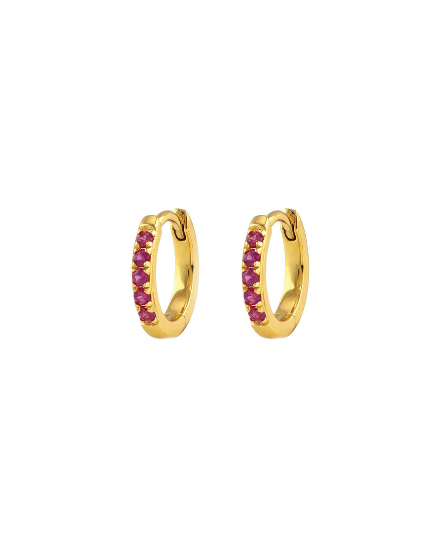 Kris Nations-Crystal Huggie Hoop Earrings-Earrings-18k Gold Vermeil, Cubic Zirconia-Ruby-Blue Ruby Jewellery-Vancouver Canada