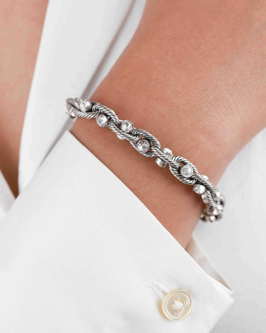 La Vie Parisienne-Crystal In Link Bracelet-Bracelets-Sterling Silver Plated, White Crystal-Blue Ruby Jewellery-Vancouver Canada
