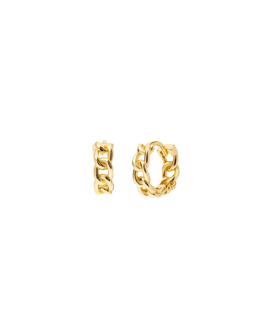 Quiet Icon-Cuban Chain Huggies I 12mm-Earrings-14k Gold Vermeil-Blue Ruby Jewellery-Vancouver Canada