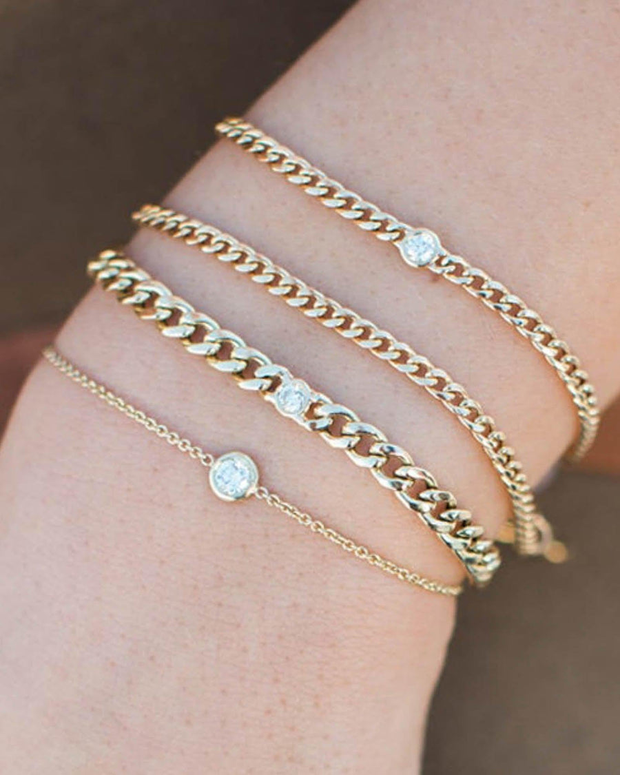 Zoe Chicco-Curb Chain Diamond Bracelet I Medium-Bracelets-14k Yellow Gold, Diamond-Blue Ruby Jewellery-Vancouver Canada