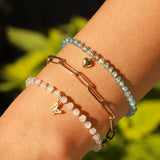 Cause We Care-Heart Charm Beaded Apatite Bracelet-Bracelets-Blue Ruby Jewellery-Vancouver Canada