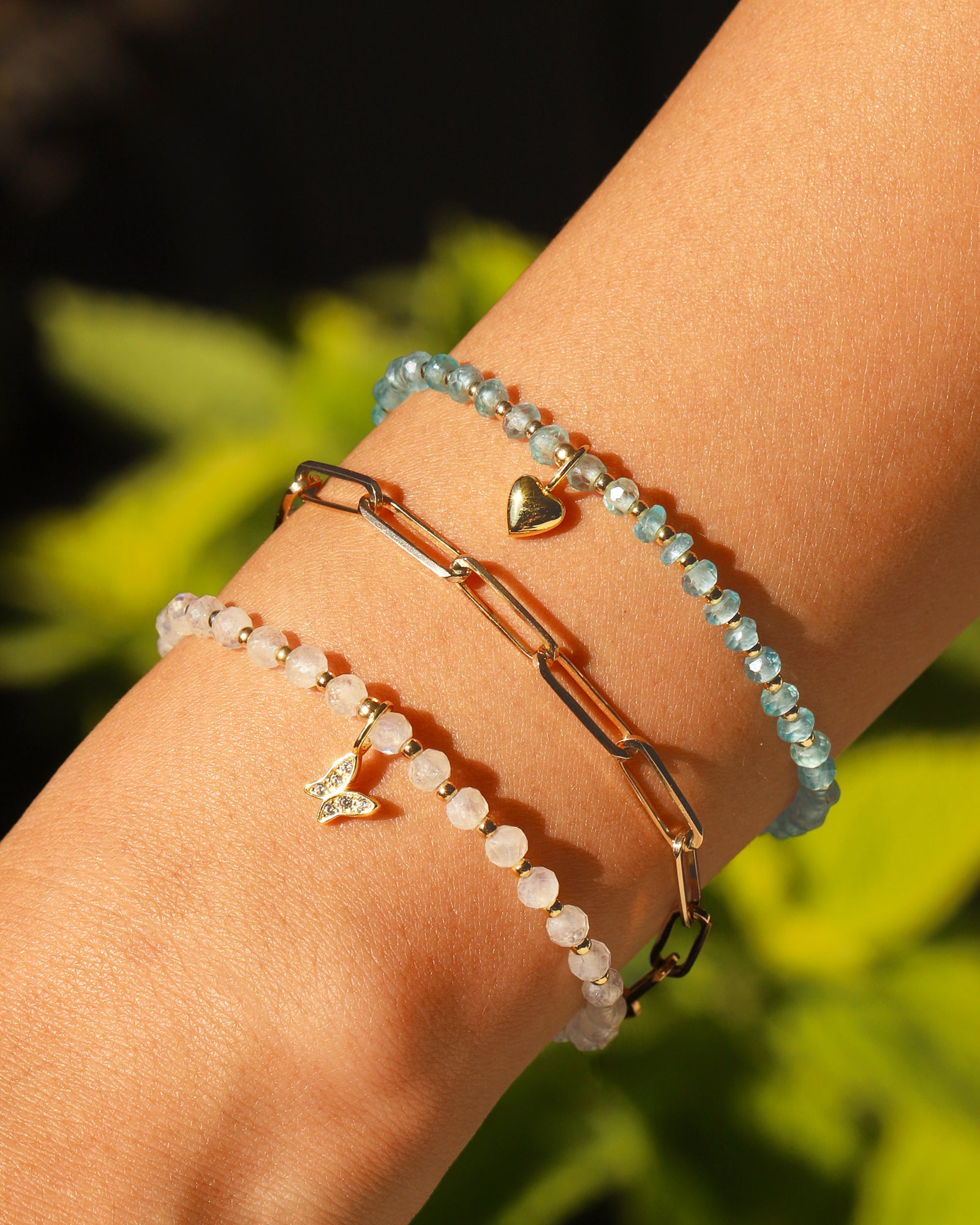 Cause We Care-Heart Charm Beaded Apatite Bracelet-Bracelets-Blue Ruby Jewellery-Vancouver Canada
