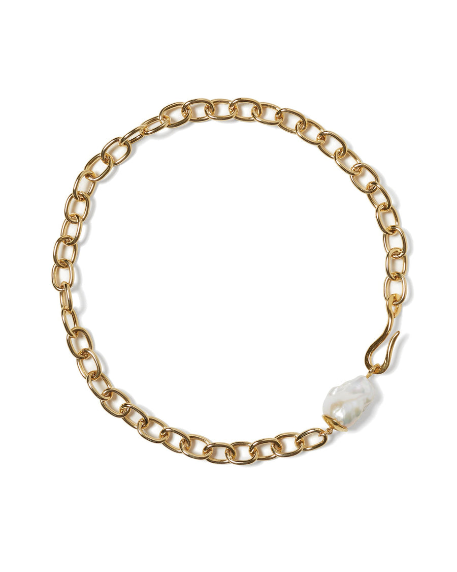Chan Luu-Cyprus Chain Necklace-Necklaces-14k Gold Plated, White Pearl-Blue Ruby Jewellery-Vancouver Canada