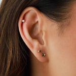 Valley of the Fine-CZ 3 Prong Cartilage Stud-Earrings-Blue Ruby Jewellery-Vancouver Canada