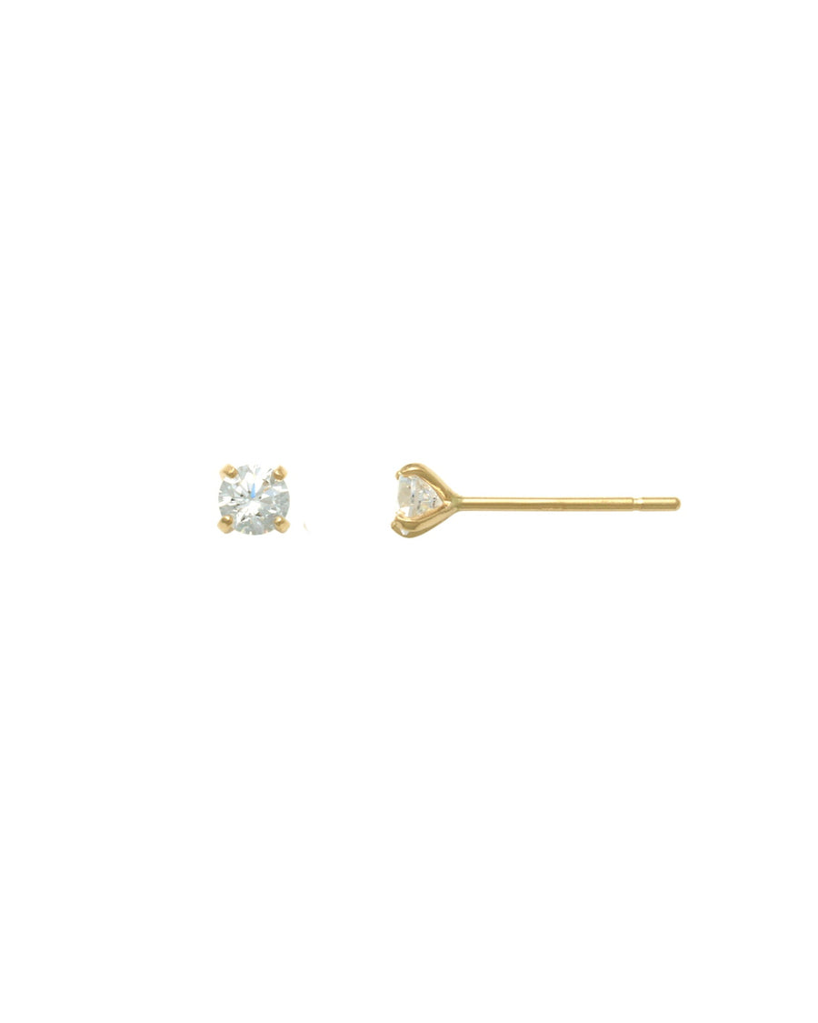 Valley of the Fine-CZ 4 Prong Stud I 3mm-Earrings-10k Yellow Gold, Cubic Zirconia-Blue Ruby Jewellery-Vancouver Canada