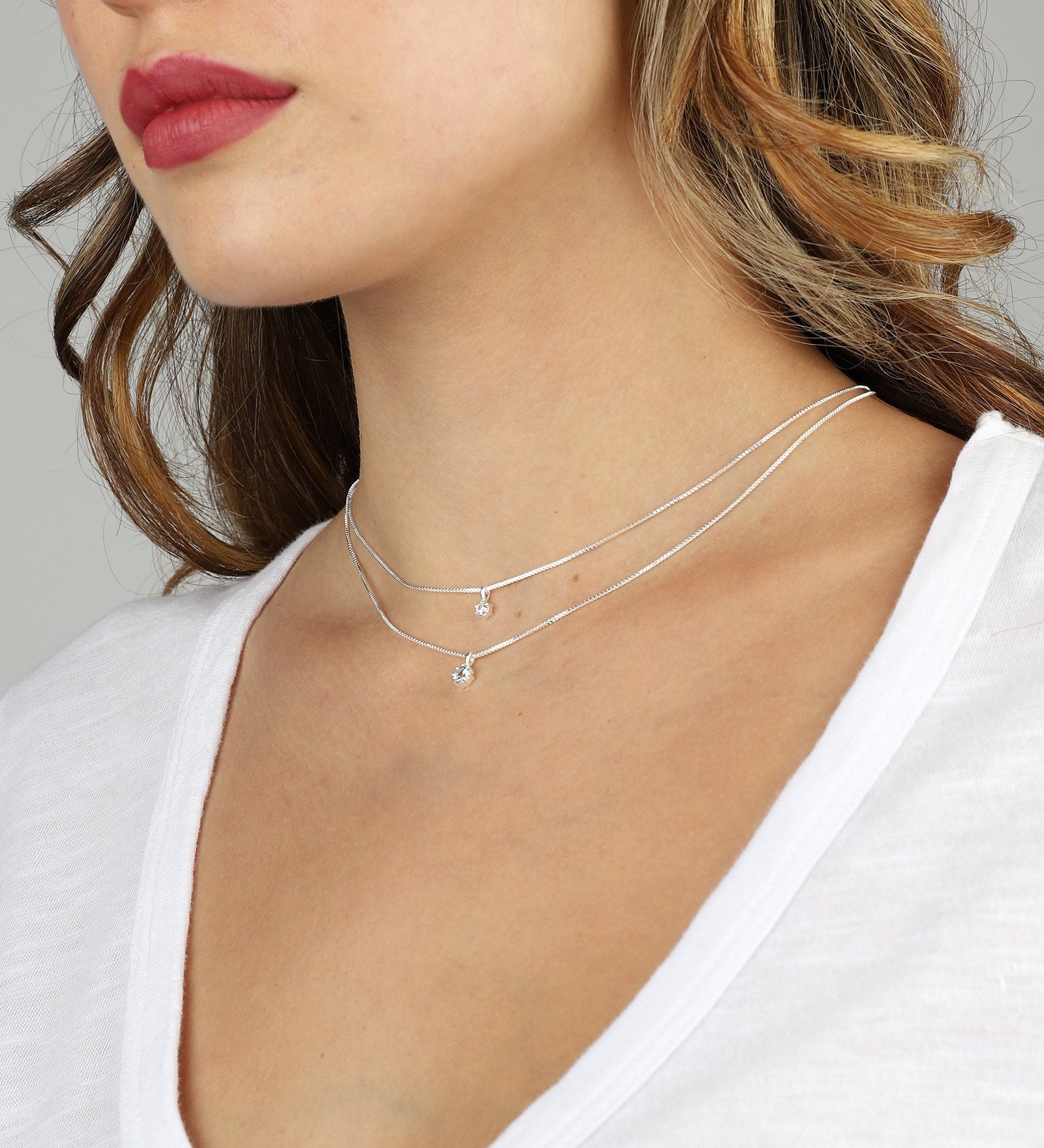 Tashi-CZ 6 Prong Necklace-Necklaces-Sterling Silver, Cubic Zirconia-Blue Ruby Jewellery-Vancouver Canada