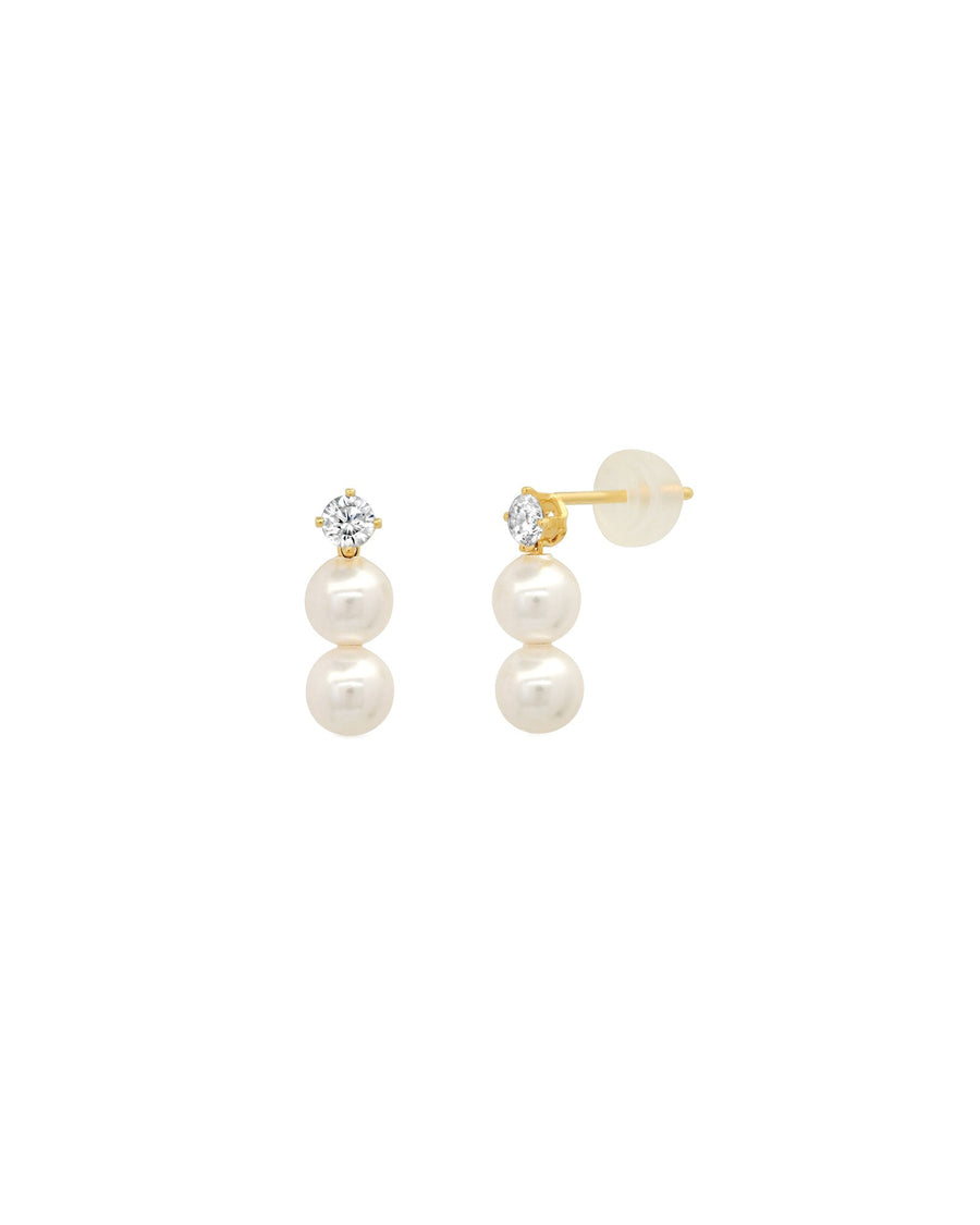Tai-Cz and Double Pearl Drop Studs-Earrings-12kt Gold Vermeil, Cubic Zirconia-Blue Ruby Jewellery-Vancouver Canada