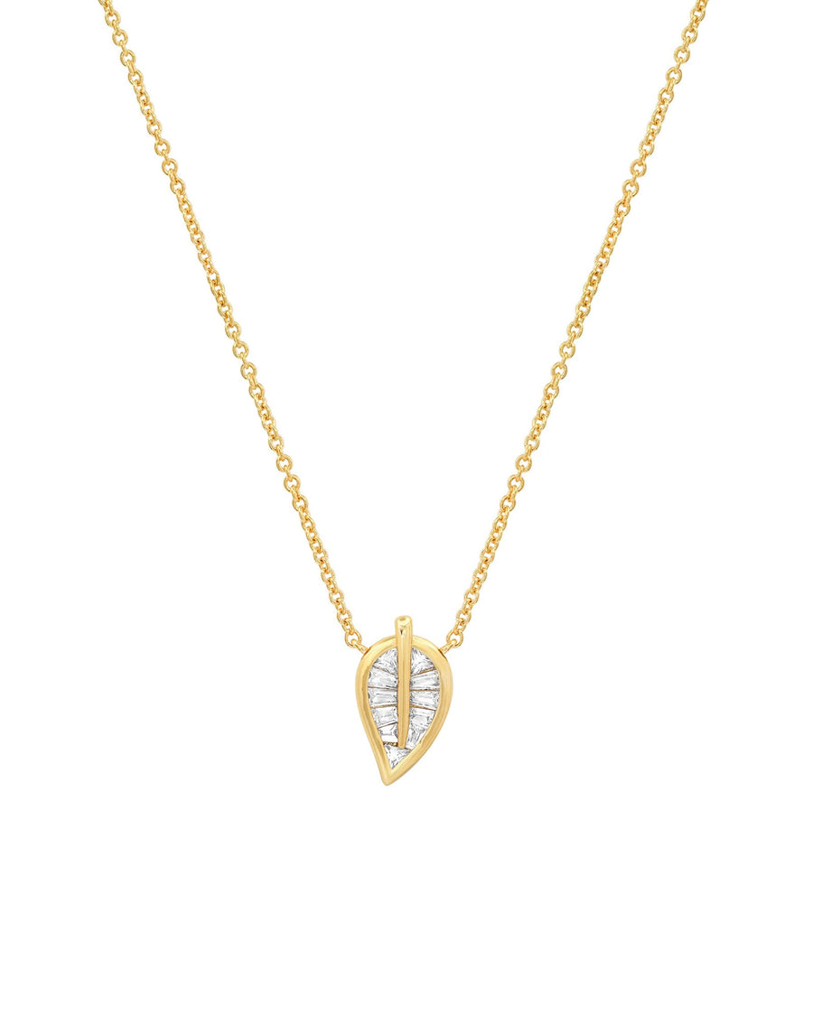 Tai-CZ Baguette Leaf Necklace-Necklaces-Gold Plated-Blue Ruby Jewellery-Vancouver Canada