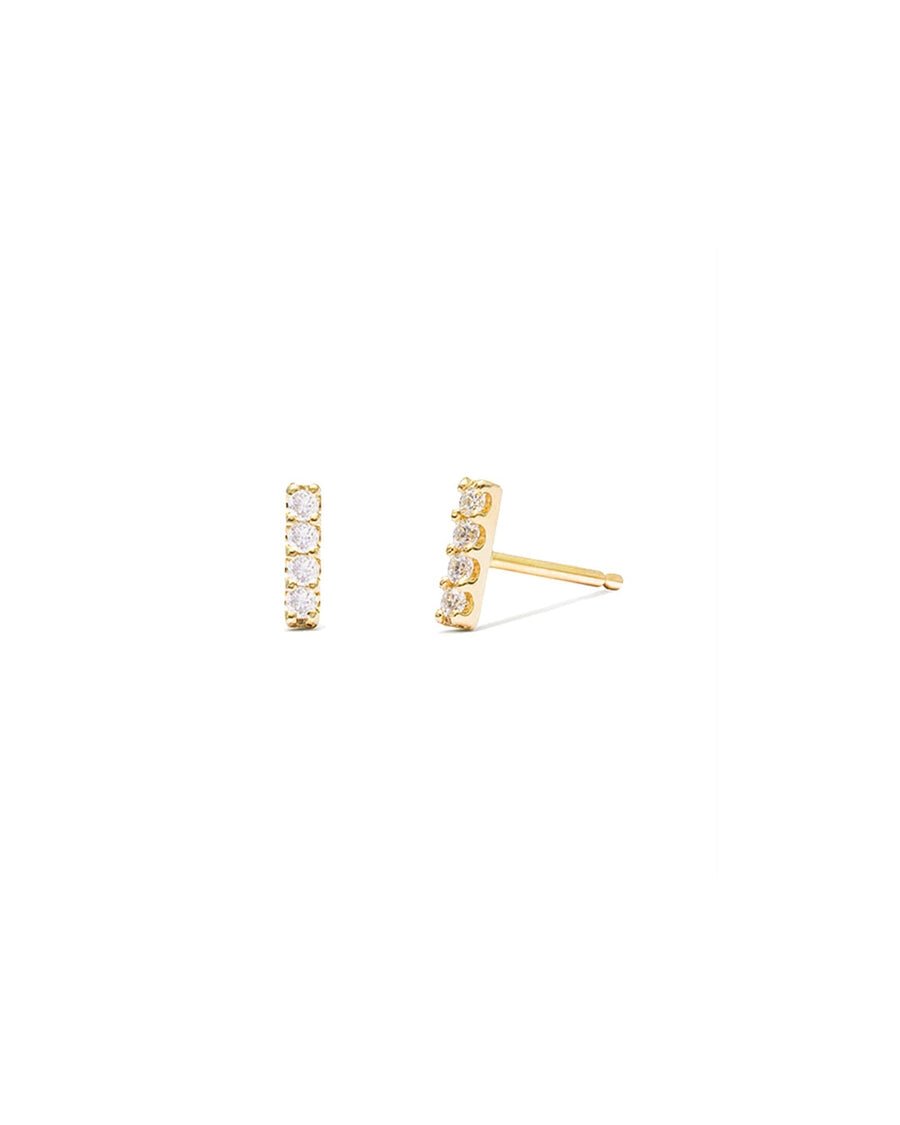Quiet Icon-CZ Bar Stud-Earrings-14k Gold Vermeil, Cubic Zirconia-Blue Ruby Jewellery-Vancouver Canada