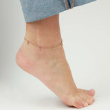 1948-CZ Drop Anklet-Anklets-14k Gold-fill, Cubic Zirconia-Blue Ruby Jewellery-Vancouver Canada