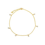 1948-CZ Drop Anklet-Anklets-14k Gold-fill, Cubic Zirconia-Blue Ruby Jewellery-Vancouver Canada
