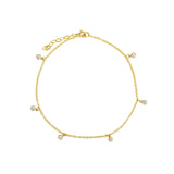 1948-CZ Drop Anklet-Anklets-14k Gold-fill, Cubic Zirconia-Blue Ruby Jewellery-Vancouver Canada