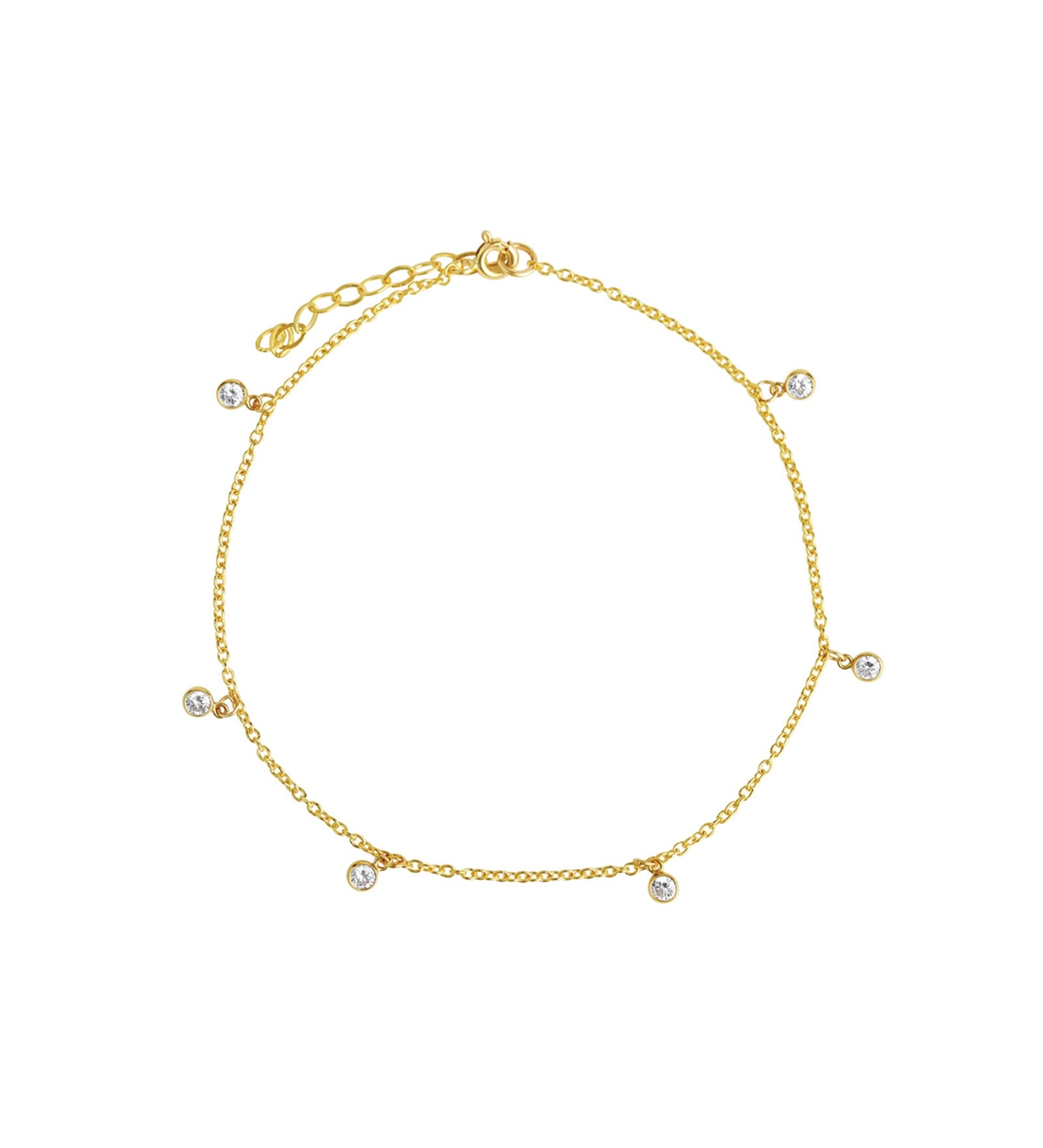 1948-CZ Drop Anklet-Anklets-14k Gold-fill, Cubic Zirconia-Blue Ruby Jewellery-Vancouver Canada