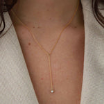 1948-CZ Drop Lariat-Necklaces-14k Gold-fill, Cubic Zirconia-Blue Ruby Jewellery-Vancouver Canada