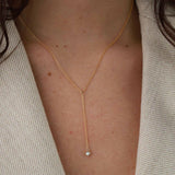 1948-CZ Drop Lariat-Necklaces-14k Gold-fill, Cubic Zirconia-Blue Ruby Jewellery-Vancouver Canada