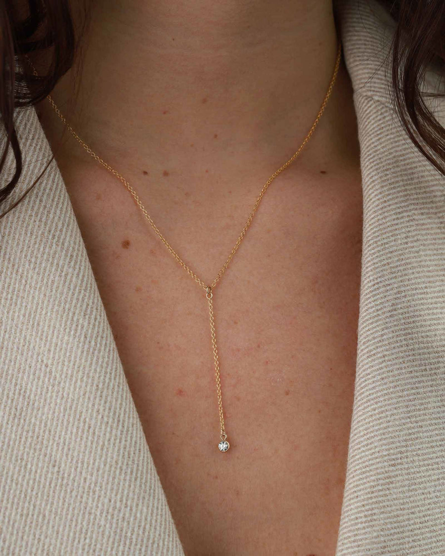 1948-CZ Drop Lariat-Necklaces-14k Gold-fill, Cubic Zirconia-Blue Ruby Jewellery-Vancouver Canada
