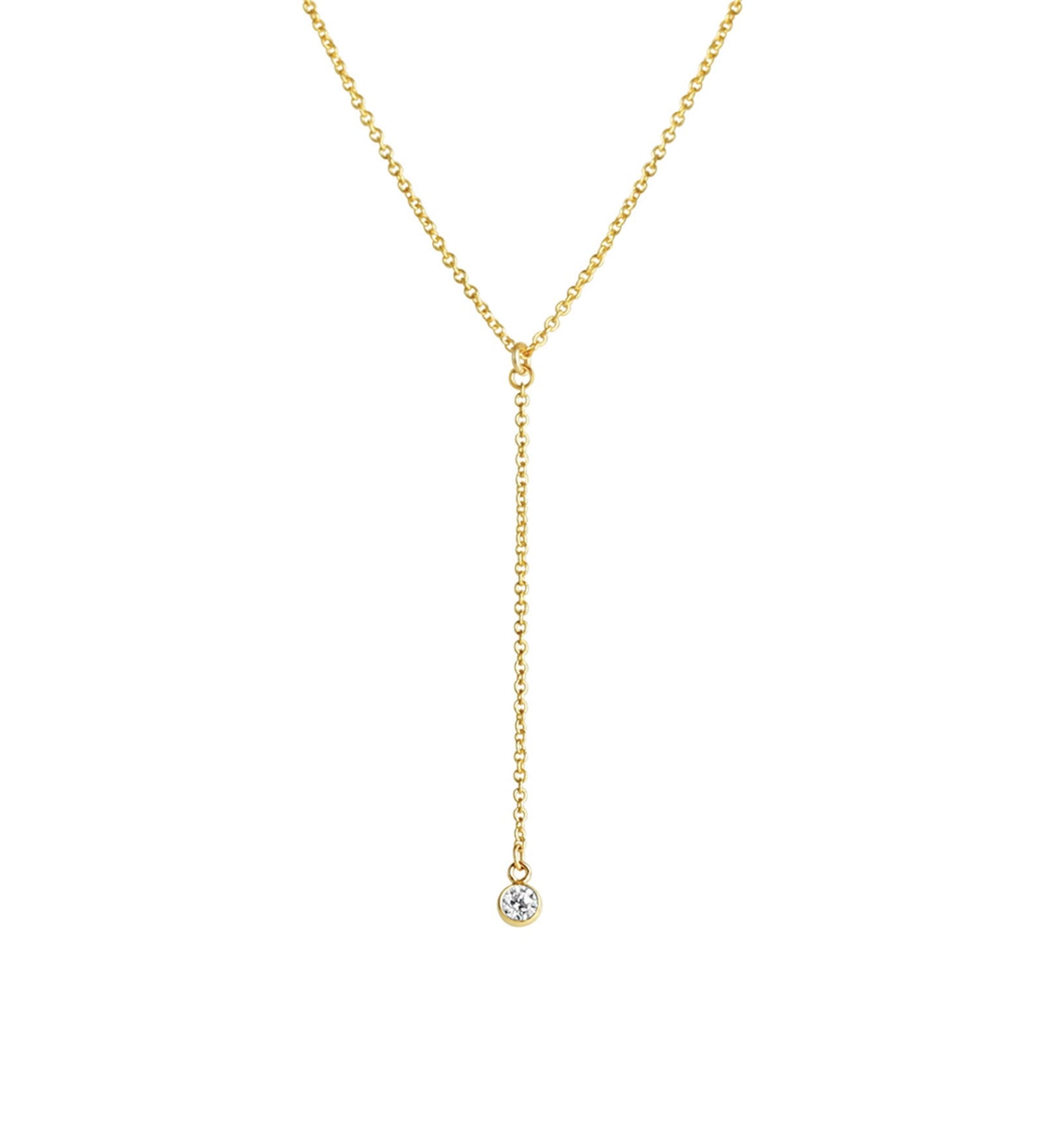 1948-CZ Drop Lariat-Necklaces-14k Gold-fill, Cubic Zirconia-Blue Ruby Jewellery-Vancouver Canada