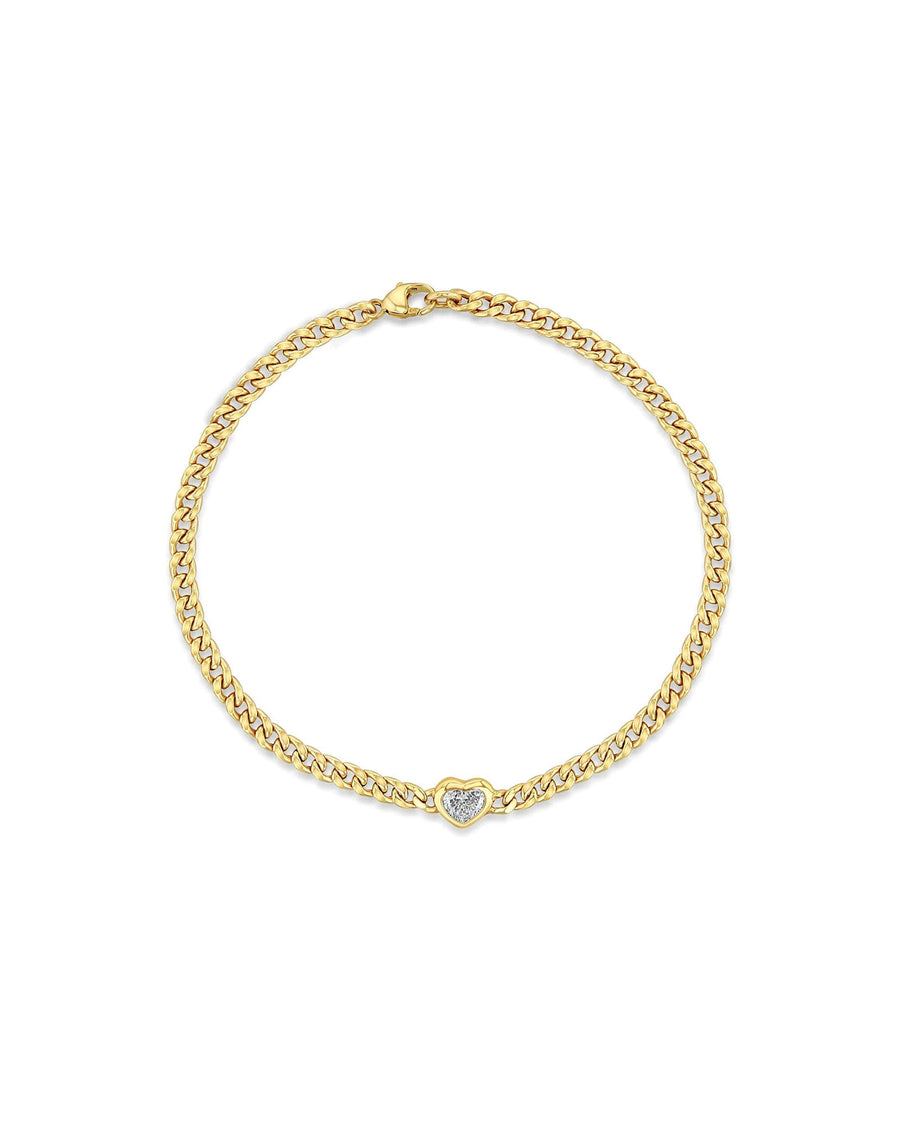 Quiet Icon-CZ Heart Curb Bracelet-Bracelets-14k Gold Vermeil, Cubic Zirconia-Blue Ruby Jewellery-Vancouver Canada