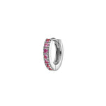 Quiet Icon-CZ Huggie I 8mm-Earrings-Rhodium Plated Sterling Silver-Pink-Blue Ruby Jewellery-Vancouver Canada
