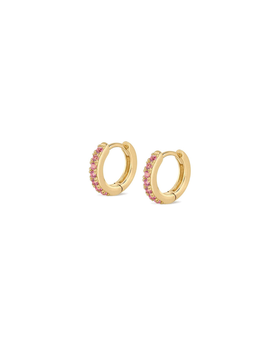Quiet Icon-Cz Huggies | 11mm-Earrings-14k Gold Vermeil, Pink Cubic Zirconia-Blue Ruby Jewellery-Vancouver Canada