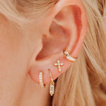 Quiet Icon-CZ Huggies I 14mm-Earrings-14k Gold Vermeil, Cubic Zirconia-Blue Ruby Jewellery-Vancouver Canada